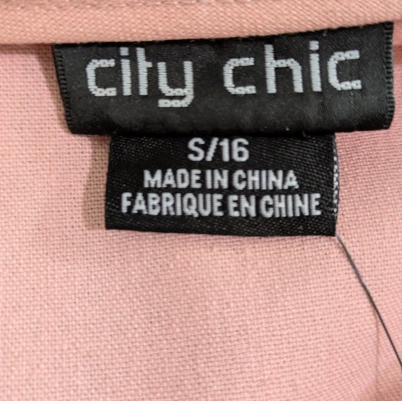 City Chic Linen Midi Dress Dusty Pink Puff Sleeve V-Neck Sundress Size 16, New! - Picture 10 of 12